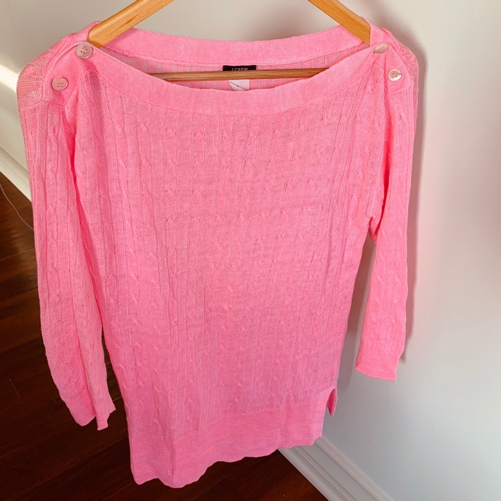 Jcrew pink linen cable knit sweater. Size small